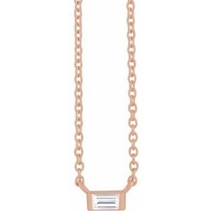 Ladies Natural Diamond Solitaire Necklace (I1, G-H) — 14K Rose Gold