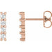 Ladies Rose-Cut Natural Diamond Bar Earrings — 14K Rose Gold