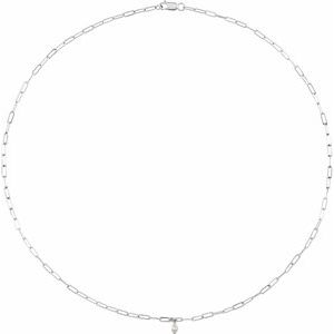 Ladies Natural Diamond Micro Bezel-Set Necklace (I1, Ghi) — 14K White Gold