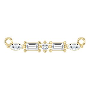 Ladies Natural Diamond Bar Necklace Center — 14K Yellow Gold