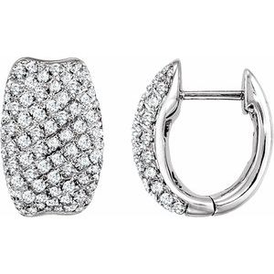 Ladies Natural Diamond Hoop Earrings (I1, GHI) — 14K White Gold