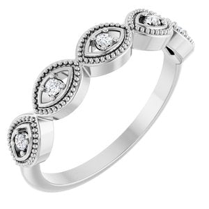 Ladies Natural Diamond Evil Eye Stackable Ring (SI2-SI3, G-H) — Platinum