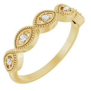 Ladies Natural Diamond Evil Eye Stackable Ring (I1, G-H) — 14K Yellow Gold