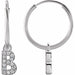 Ladies Natural Diamond Single Initial B Hoop Earring (I1, H+) — 14K White Gold