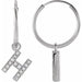 Ladies Natural Diamond Single Initial H Hoop Earring (I1, H+) — 14K White Gold