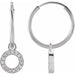 Ladies Natural Diamond Single Initial O Hoop Earring (I1, H+) — 14K White Gold