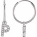 Ladies Natural Diamond Single Initial P Hoop Earring (I1, H+) — 14K White Gold