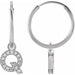 Ladies Natural Diamond Single Initial Q Hoop Earring (I1, H+) — 14K White Gold