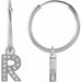 Ladies Natural Diamond Single Initial R Hoop Earring (I1, H+) — 14K White Gold