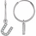 Ladies Natural Diamond Single Initial U Hoop Earring (I1, H+) — 14K White Gold