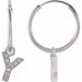 Ladies Natural Diamond Single Initial Y Hoop Earring (I1, H+) — 14K White Gold