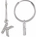 Ladies Natural Diamond Single Initial K Hoop Earring (I1, H+) — 14K White Gold