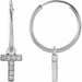 Ladies Natural Diamond Single Initial T Hoop Earring (I1, H+) — 14K White Gold