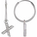Ladies Natural Diamond Single Initial X Hoop Earring (I1, H+) — 14K White Gold