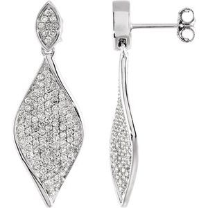 Ladies Natural Diamond Earrings — 14K White Gold
