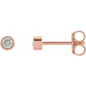 Ladies Natural Diamond Micro Bezel-Set Earrings — 14K Rose Gold