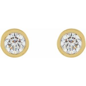 Lab-Grown Diamond Round Micro Bezel-Set Stud Earrings (Single Earring)