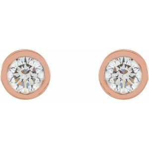 Lab-Grown Diamond Round Micro Bezel-Set Stud Earrings