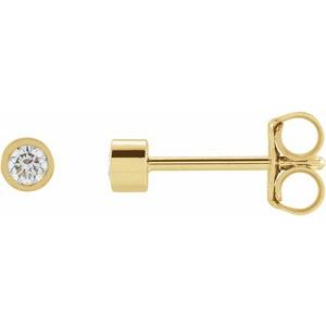 Lab-Grown Diamond Round Micro Bezel-Set Stud Earrings (Single Earring)