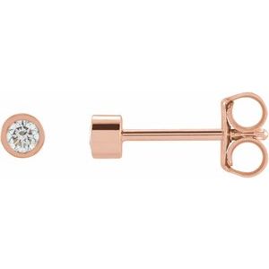 Lab-Grown Diamond Round Micro Bezel-Set Stud Earrings (Single Earring)