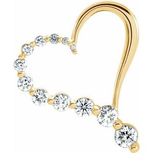Ladies Journey Natural Diamond Heart Pendant — 14K Yellow Gold