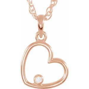 Ladies Natural Diamond Heart Necklace (I1, G-H) — 14K Rose Gold