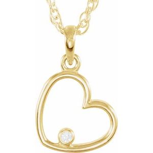 Ladies Natural Diamond Heart Necklace (I1, G-H) — 14K Yellow Gold