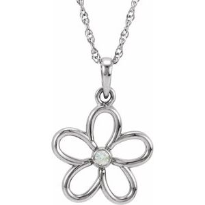 Ladies Natural Diamond Flower Necklace (I2, G-H) — Sterling Silver
