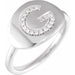 Ladies Natural Diamond Initial G Signet Ring (I1, H+) — 14K White Gold