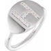 Ladies Natural Diamond Initial H Signet Ring (I1, H+) — 14K White Gold