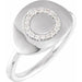 Ladies Natural Diamond Initial O Signet Ring (I1, H+) — 14K White Gold