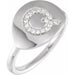 Ladies Natural Diamond Initial Q Signet Ring (I1, H+) — 14K White Gold