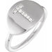 Ladies Natural Diamond Initial T Signet Ring (I1, H+) — 14K White Gold