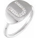 Ladies Natural Diamond Initial U Signet Ring (I1, H+) — 14K White Gold