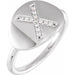 Ladies Natural Diamond Initial X Signet Ring (I1, H+) — 14K White Gold