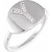 Ladies Natural Diamond Initial Y Signet Ring (I1, H+) — 14K White Gold