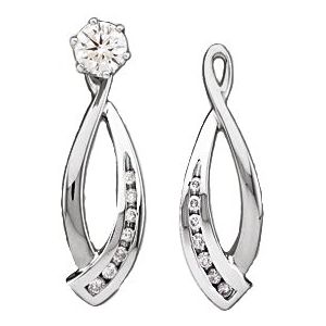 Ladies 14K White/ Natural Diamond Earring Jackets — 14K White Gold