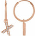 Ladies Natural Diamond Single Initial X Hoop Earring (I1, H+) — 14K Rose Gold