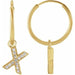 Ladies Natural Diamond Single Initial X Hoop Earring (I1, H+) — 14K Yellow Gold