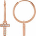 Ladies Natural Diamond Single Initial T Hoop Earring (I1, H+) — 14K Rose Gold