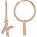 Ladies Natural Diamond Single Initial K Hoop Earring (I1, H+) — 14K Rose Gold