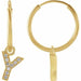 Ladies Natural Diamond Single Initial Y Hoop Earring (I1, H+) — 14K Yellow Gold