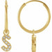 Ladies Natural Diamond Single Initial S Hoop Earring (I1, H+) — 14K Yellow Gold