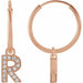 Ladies Natural Diamond Single Initial R Hoop Earring (I1, H+) — 14K Rose Gold