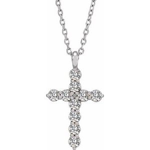 Ladies Natural Diamond Cross Necklace (Si2-Si3, G-H) — Platinum