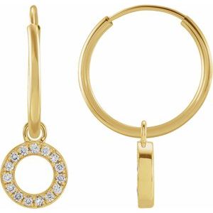 Ladies Natural Diamond Single Initial O Hoop Earring (I1, H+) — 14K Yellow Gold