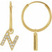 Ladies Natural Diamond Single Initial N Hoop Earring (I1, H+) — 14K Yellow Gold