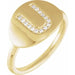 Ladies Natural Diamond Initial U Signet Ring (I1, H+) — 14K Yellow Gold