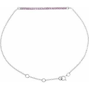Ladies Natural Pink Sapphire Bracelet — 14K White Gold