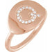 Ladies Natural Diamond Initial Q Signet Ring (I1, H+) — 14K Rose Gold